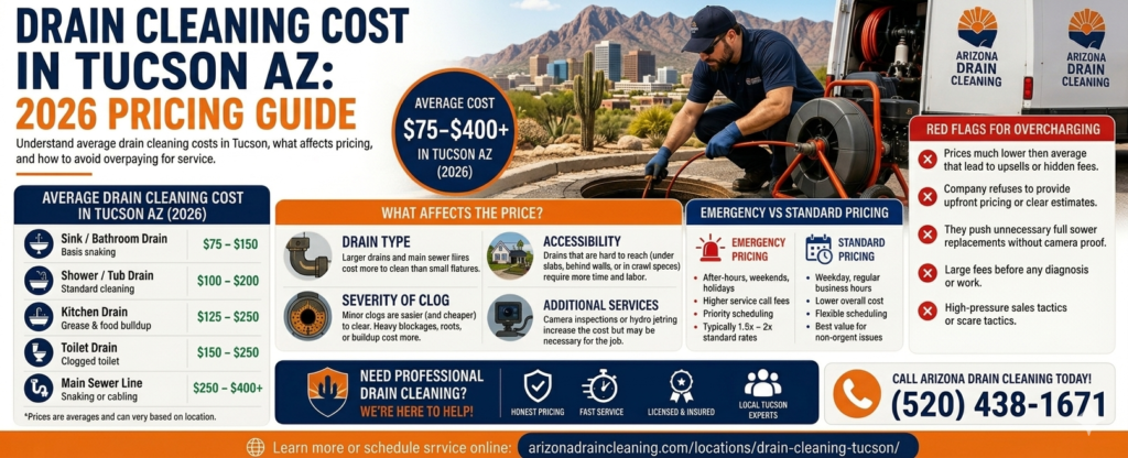 Drain Cleaning Cost in Tucson AZ: 2026 Pricing Guide