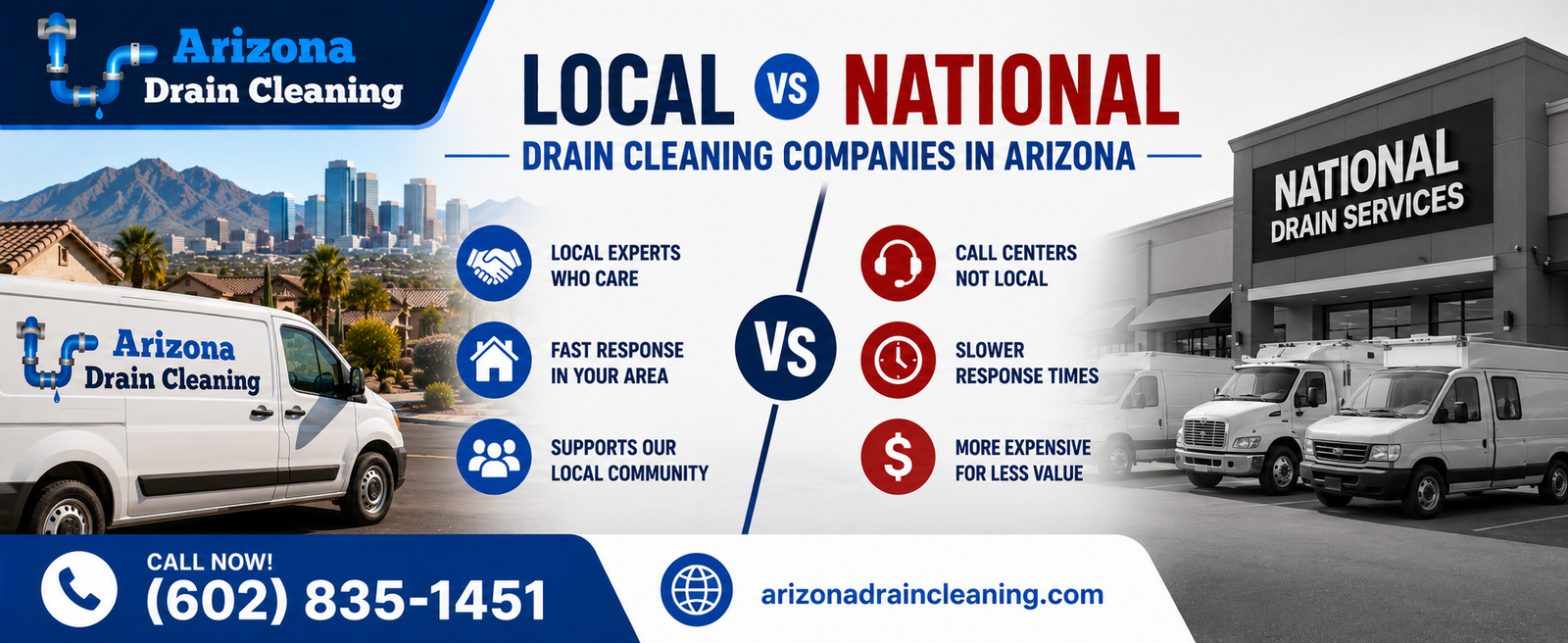local vs national drain cleaning arizona