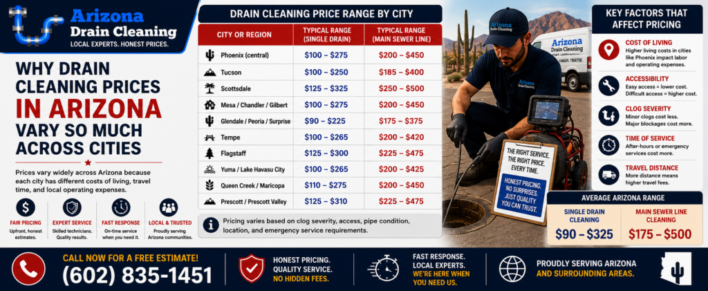 drain cleaning prices arizona