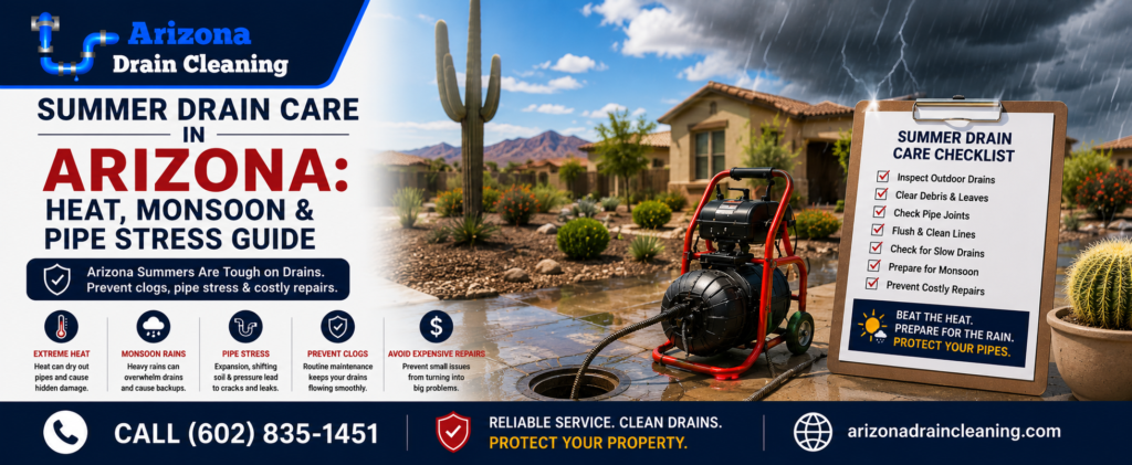 Summer Drain Care in Arizona: How to Protect Your Pipes From Heat and Monsoon Season